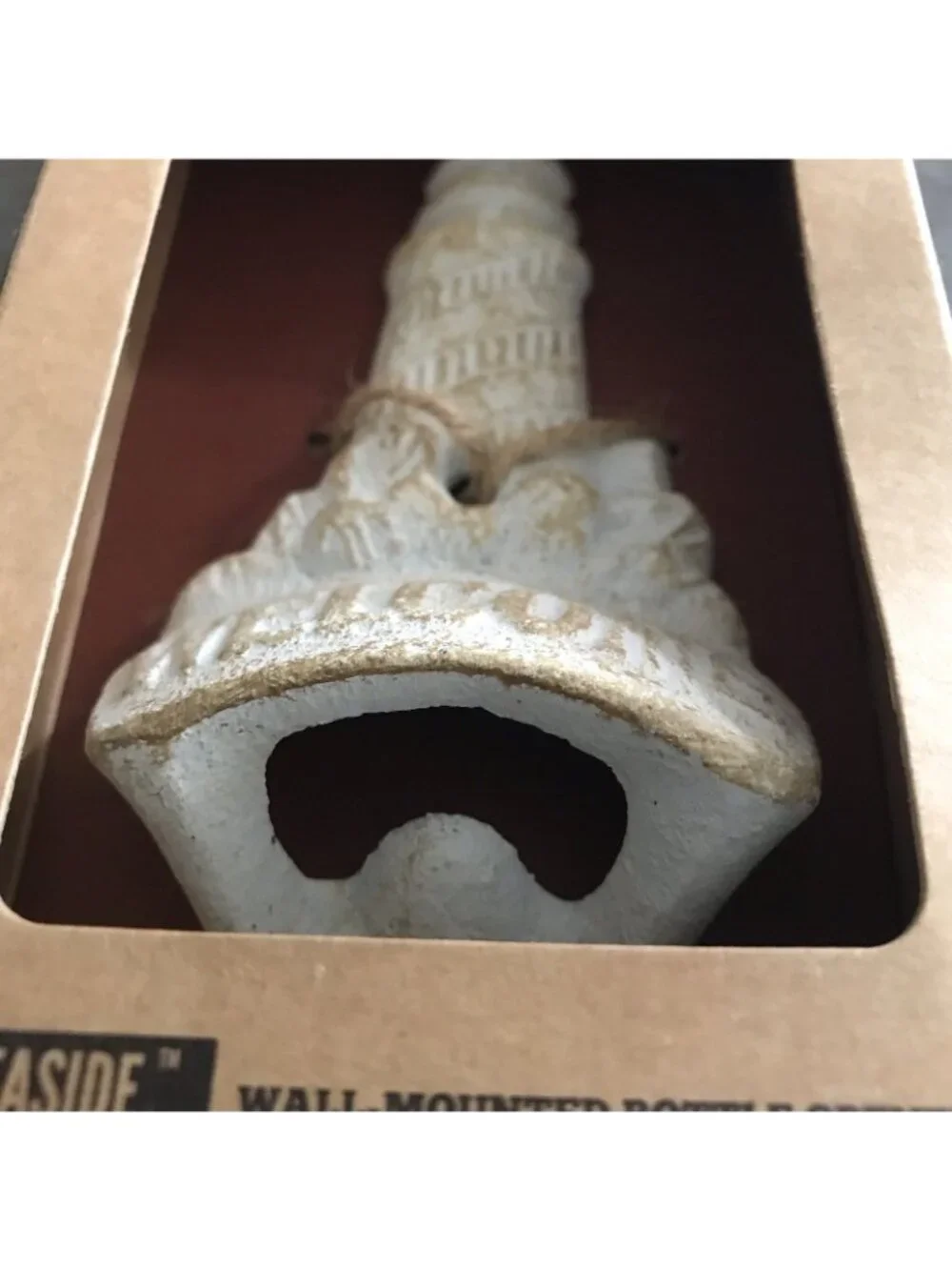 Seaside Lighthouse Wall Mounted Cast Iron Bottle Opener White Coastal Beach Bar